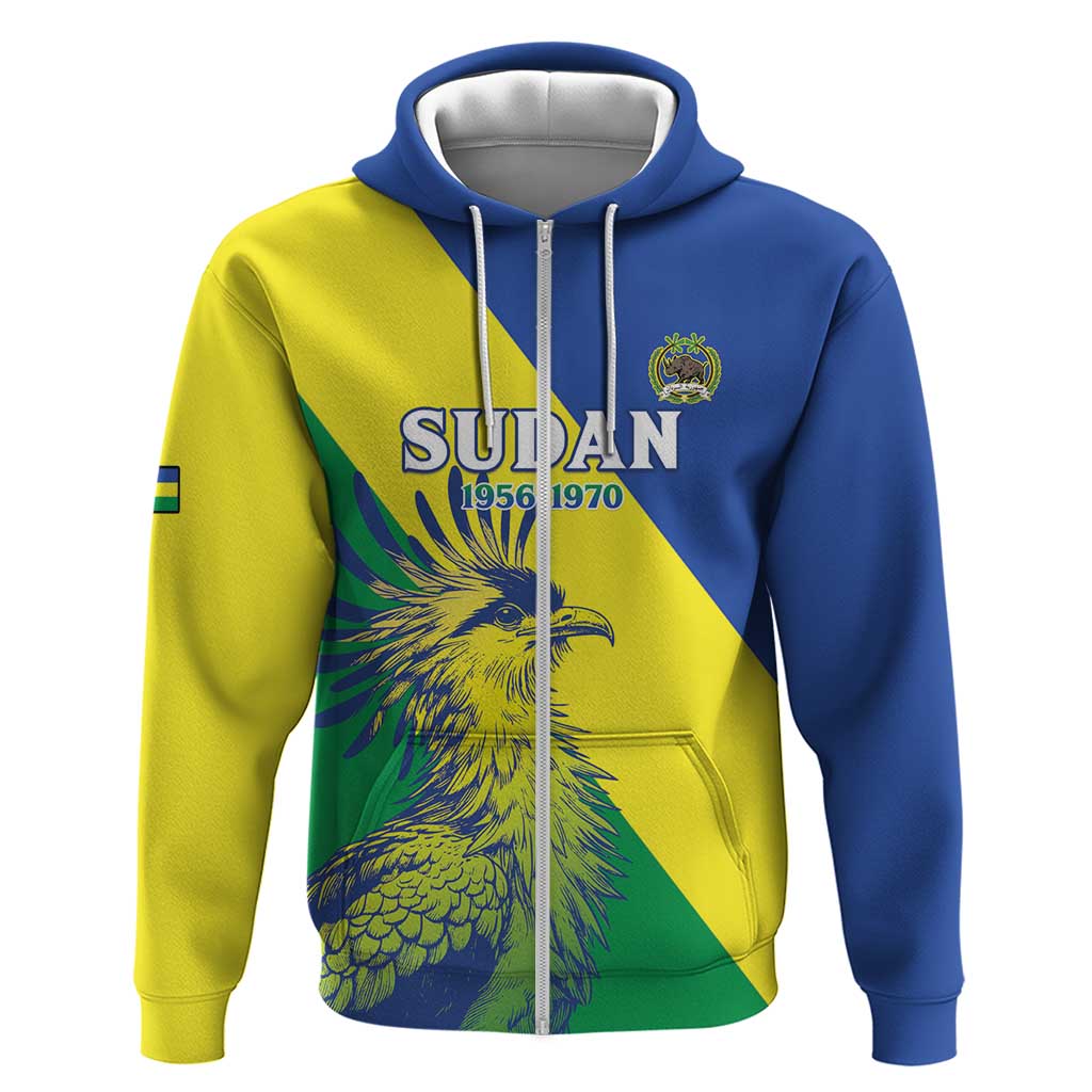 Personalized Sudan 1956-1970 Zip Hoodie Secretary Bird Coat Of Arms
