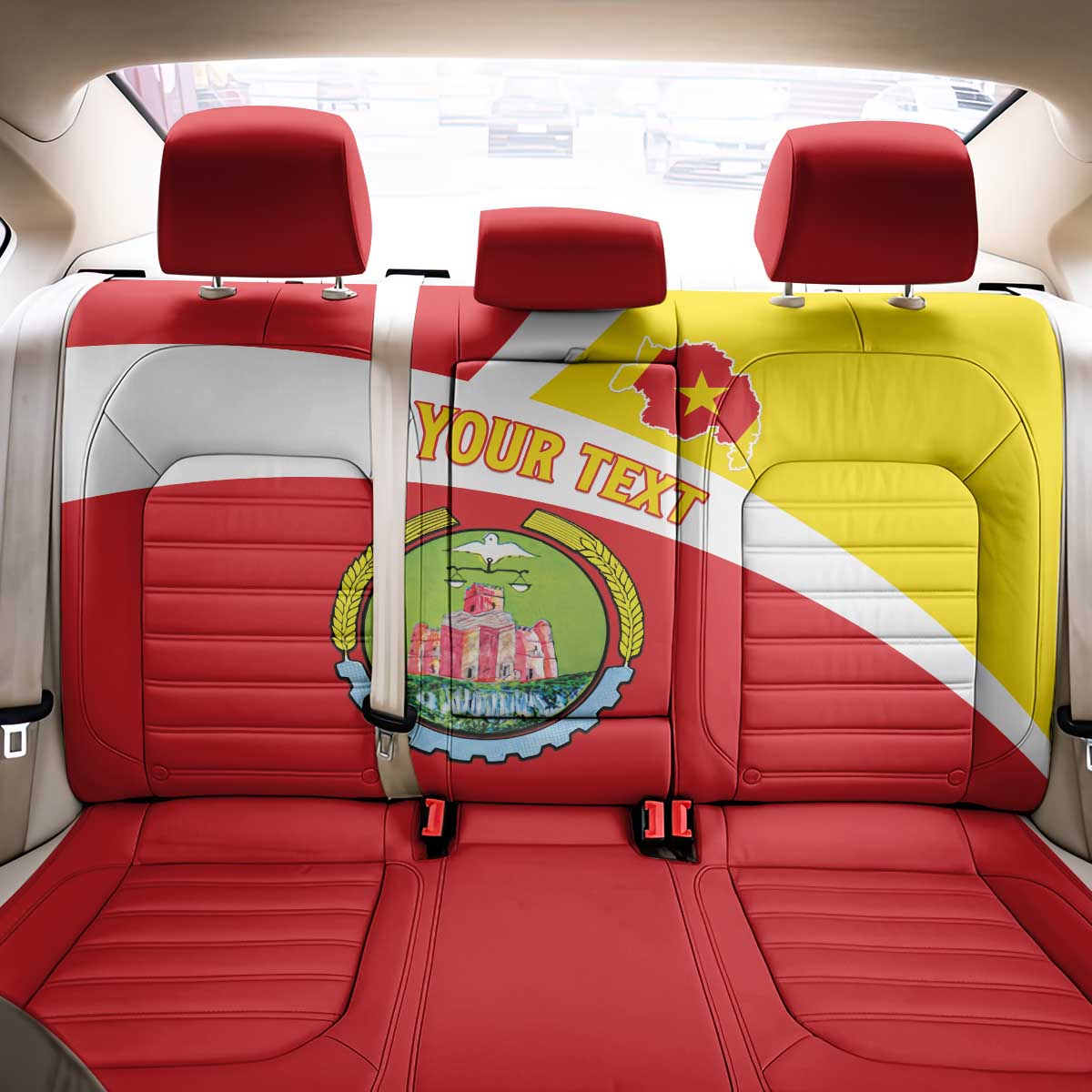 Personalized Ethiopia Amhara Region Back Car Seat Cover Coat Of Arms With Map