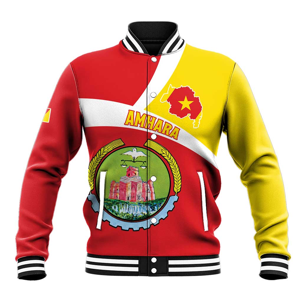 Personalized Ethiopia Amhara Region Baseball Jacket Coat Of Arms With Map