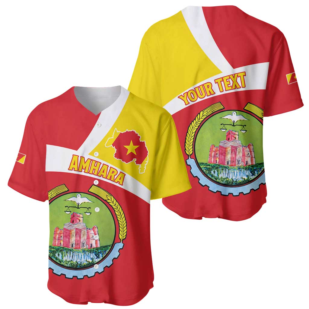 Personalized Ethiopia Amhara Region Baseball Jersey Coat Of Arms With Map