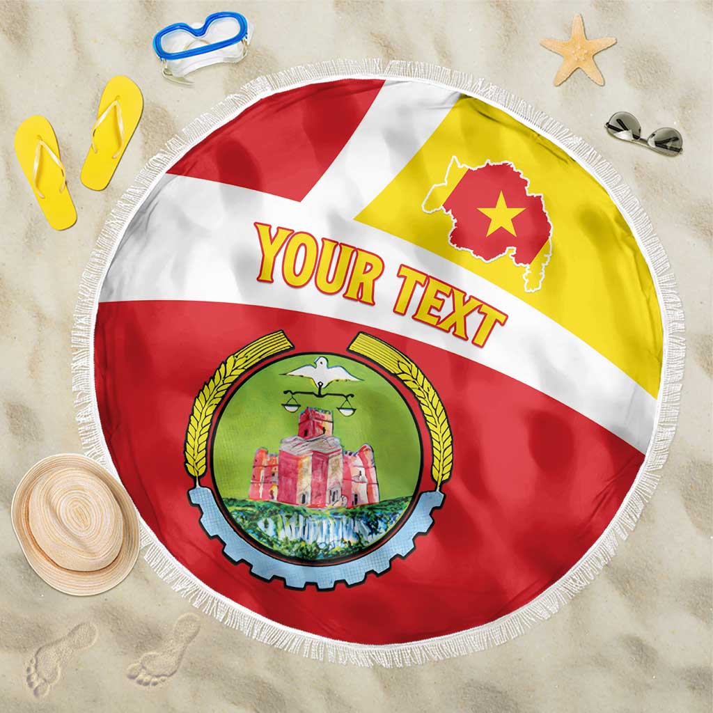 Personalized Ethiopia Amhara Region Beach Blanket Coat Of Arms With Map