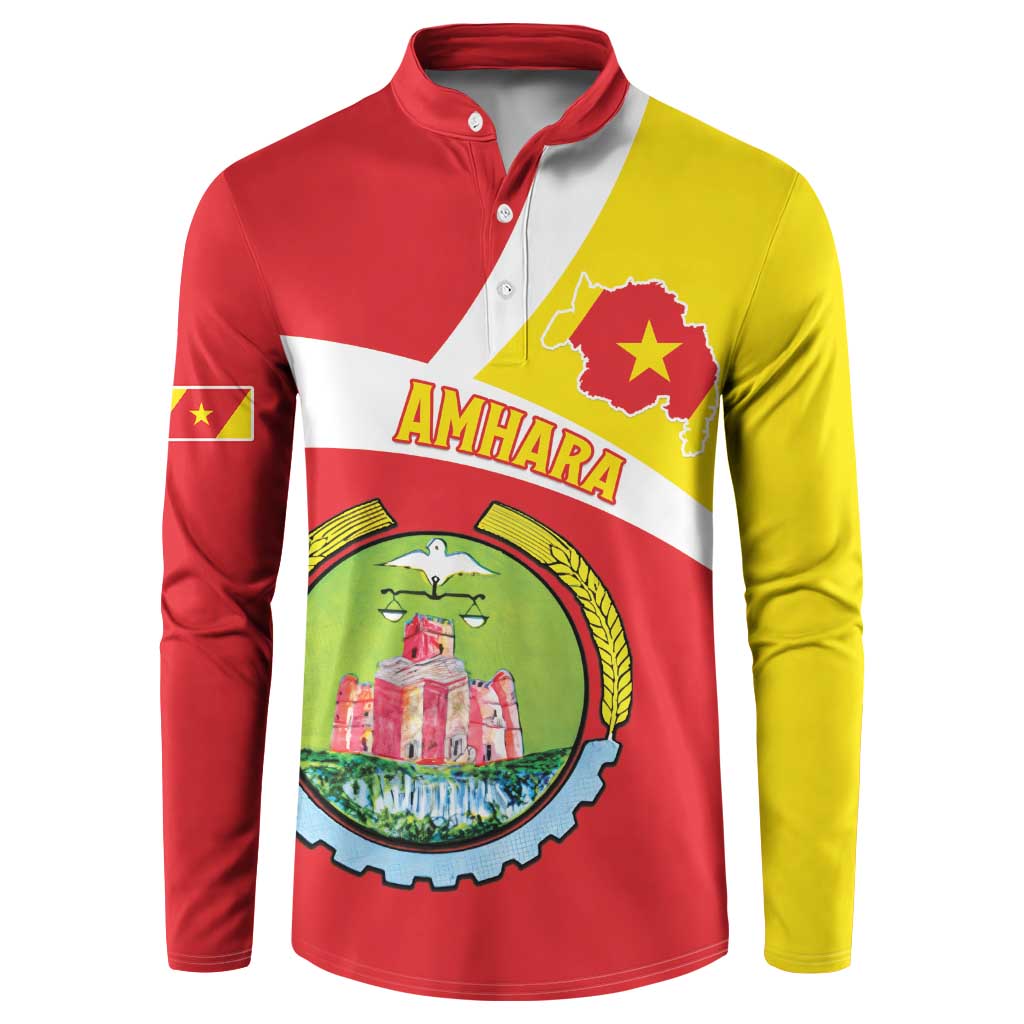 Personalized Ethiopia Amhara Region Button Sweatshirt Coat Of Arms With Map