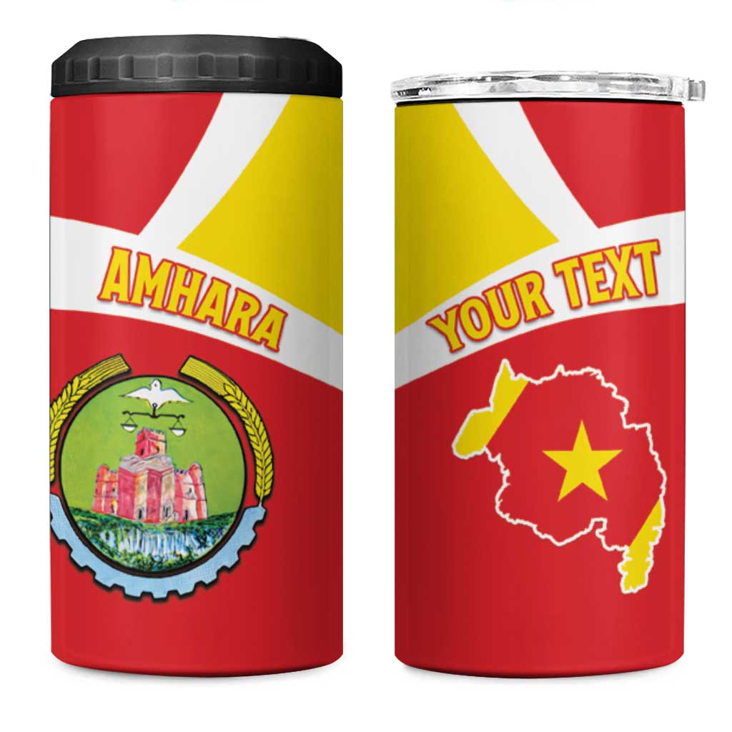 Personalized Ethiopia Amhara Region 4 in 1 Can Cooler Tumbler Coat Of Arms With Map