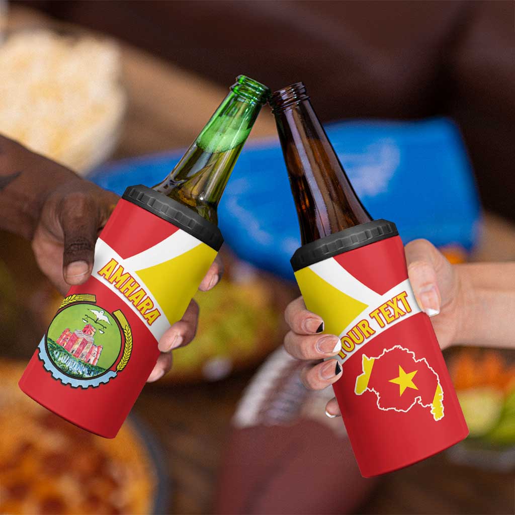 Personalized Ethiopia Amhara Region 4 in 1 Can Cooler Tumbler Coat Of Arms With Map