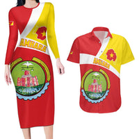 Personalized Ethiopia Amhara Region Couples Matching Long Sleeve Bodycon Dress and Hawaiian Shirt Coat Of Arms With Map