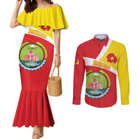 Personalized Ethiopia Amhara Region Couples Matching Mermaid Dress and Long Sleeve Button Shirt Coat Of Arms With Map