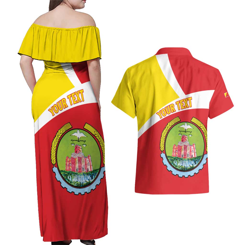 Personalized Ethiopia Amhara Region Couples Matching Off Shoulder Maxi Dress and Hawaiian Shirt Coat Of Arms With Map