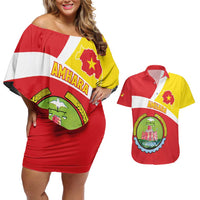 Personalized Ethiopia Amhara Region Couples Matching Off Shoulder Short Dress and Hawaiian Shirt Coat Of Arms With Map