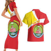 Personalized Ethiopia Amhara Region Couples Matching Short Sleeve Bodycon Dress and Hawaiian Shirt Coat Of Arms With Map