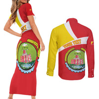 Personalized Ethiopia Amhara Region Couples Matching Short Sleeve Bodycon Dress and Long Sleeve Button Shirt Coat Of Arms With Map