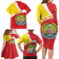 Personalized Ethiopia Amhara Region Family Matching Long Sleeve Bodycon Dress and Hawaiian Shirt Coat Of Arms With Map