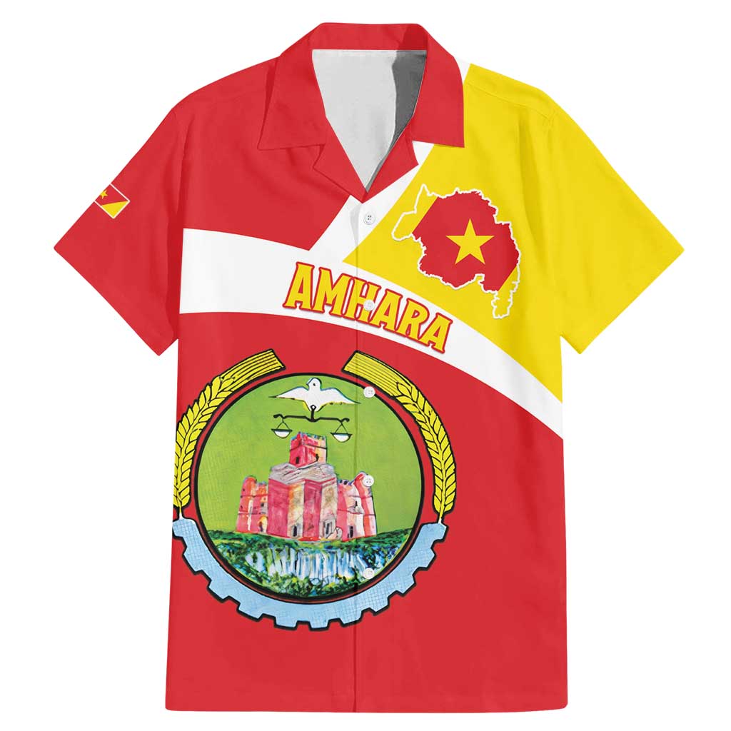 Personalized Ethiopia Amhara Region Family Matching Mermaid Dress and Hawaiian Shirt Coat Of Arms With Map