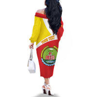 Personalized Ethiopia Amhara Region Family Matching Off The Shoulder Long Sleeve Dress and Hawaiian Shirt Coat Of Arms With Map
