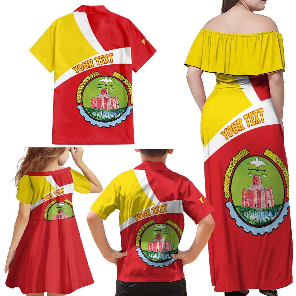 Personalized Ethiopia Amhara Region Family Matching Off Shoulder Maxi Dress and Hawaiian Shirt Coat Of Arms With Map