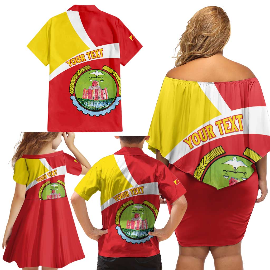 Personalized Ethiopia Amhara Region Family Matching Off Shoulder Short Dress and Hawaiian Shirt Coat Of Arms With Map