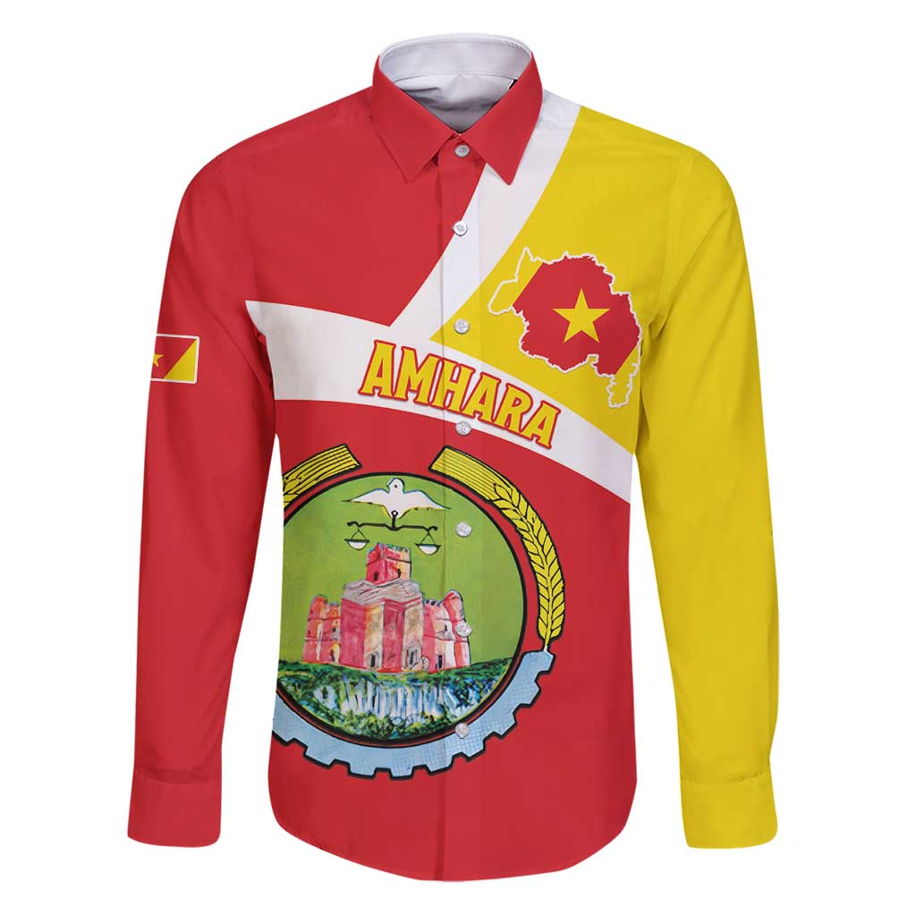 Personalized Ethiopia Amhara Region Family Matching Puletasi and Hawaiian Shirt Coat Of Arms With Map