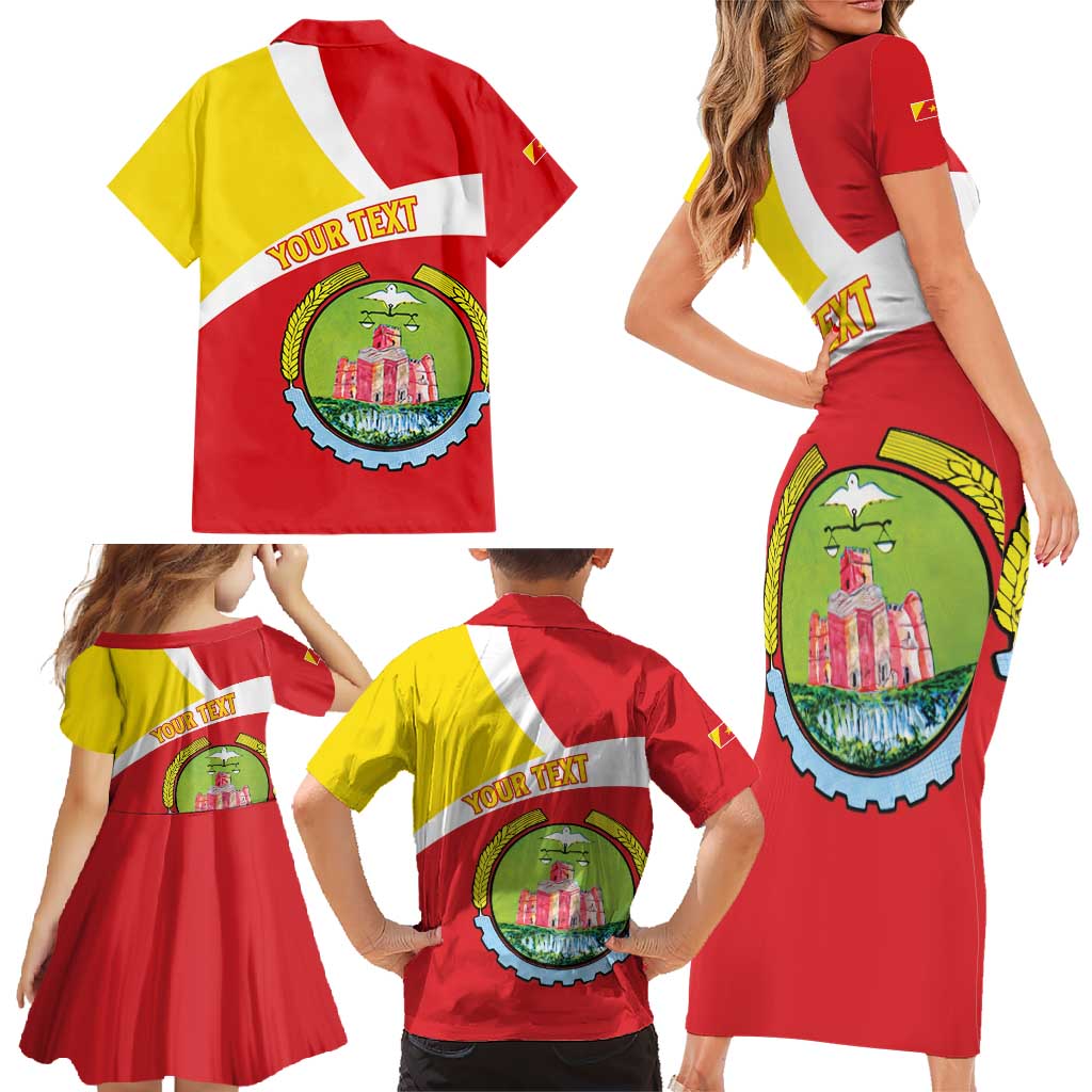 Personalized Ethiopia Amhara Region Family Matching Short Sleeve Bodycon Dress and Hawaiian Shirt Coat Of Arms With Map