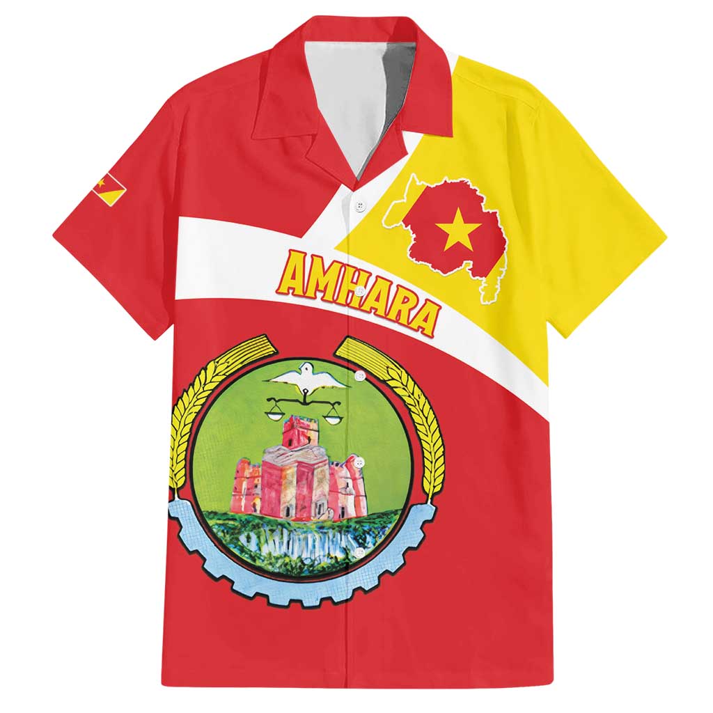 Personalized Ethiopia Amhara Region Hawaiian Shirt Coat Of Arms With Map