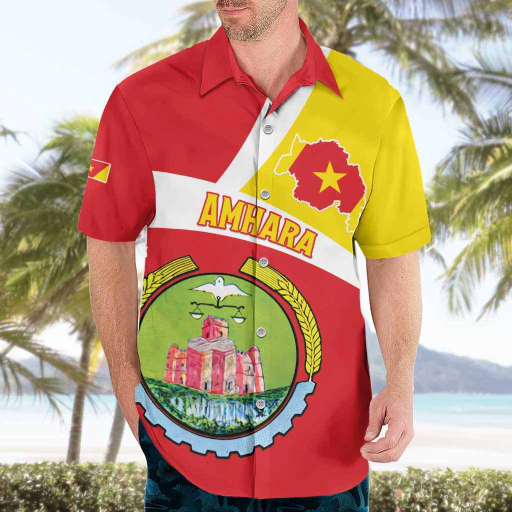 Personalized Ethiopia Amhara Region Hawaiian Shirt Coat Of Arms With Map
