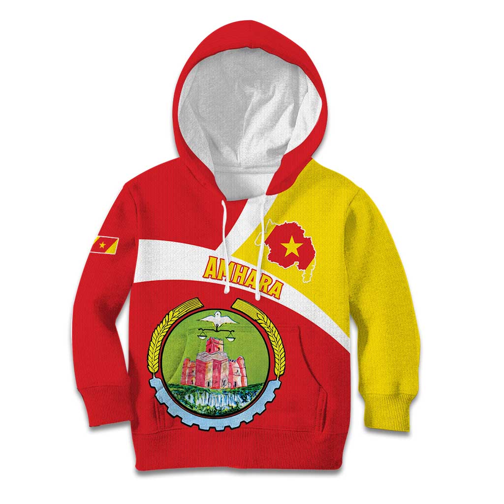 Personalized Ethiopia Amhara Region Kid Hoodie Coat Of Arms With Map