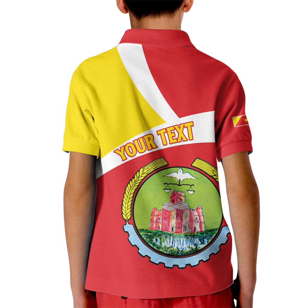 Personalized Ethiopia Amhara Region Kid Polo Shirt Coat Of Arms With Map