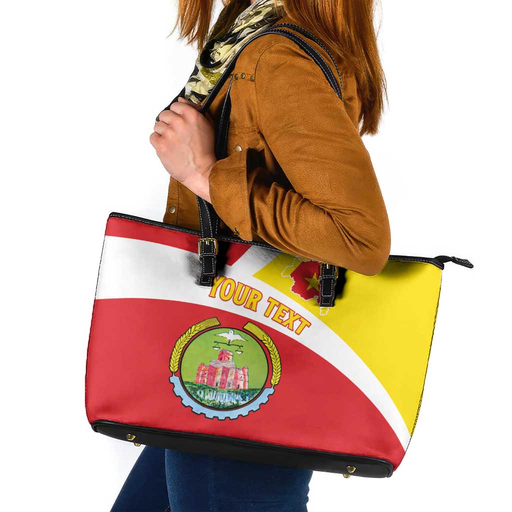 Personalized Ethiopia Amhara Region Leather Tote Bag Coat Of Arms With Map