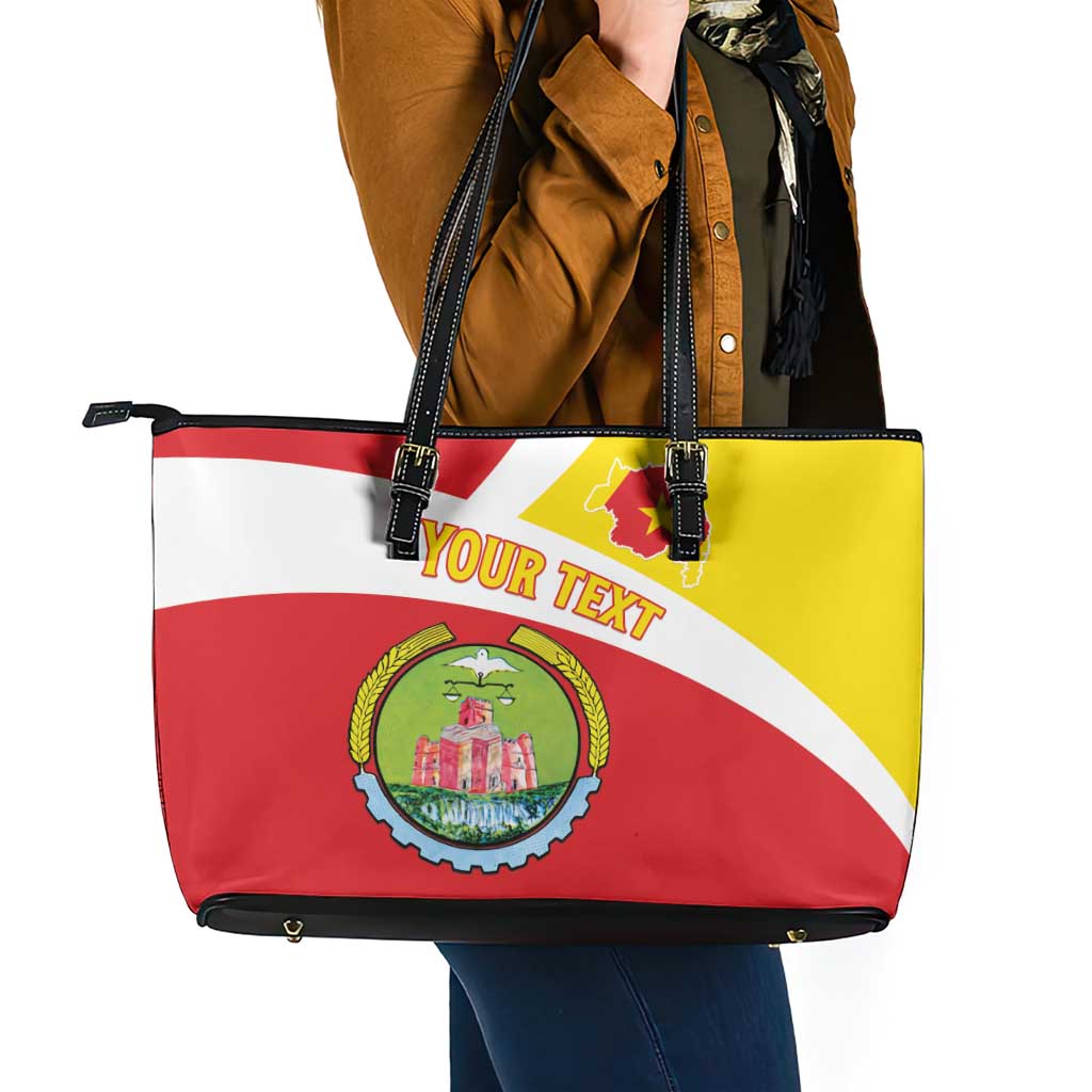 Personalized Ethiopia Amhara Region Leather Tote Bag Coat Of Arms With Map
