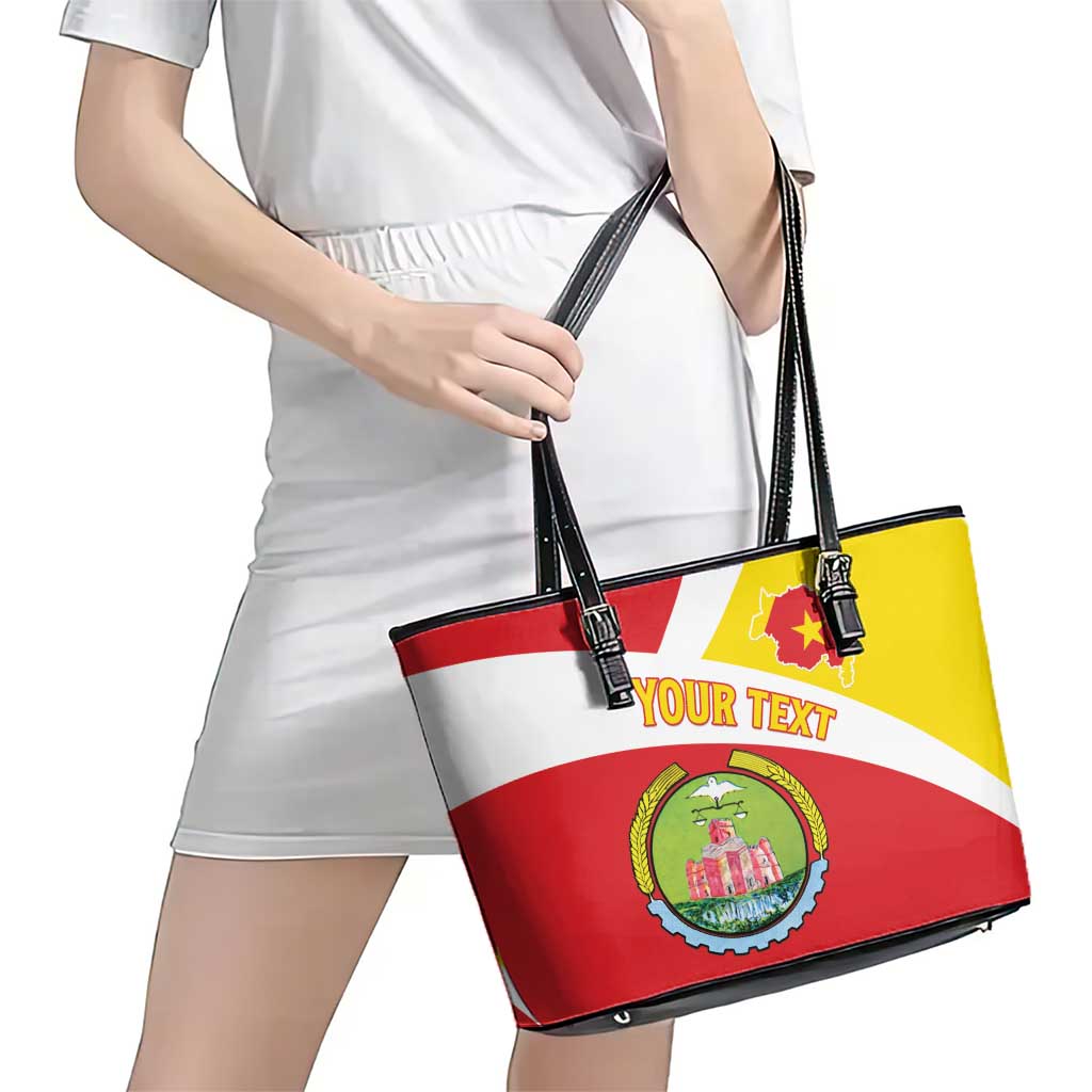 Personalized Ethiopia Amhara Region Leather Tote Bag Coat Of Arms With Map