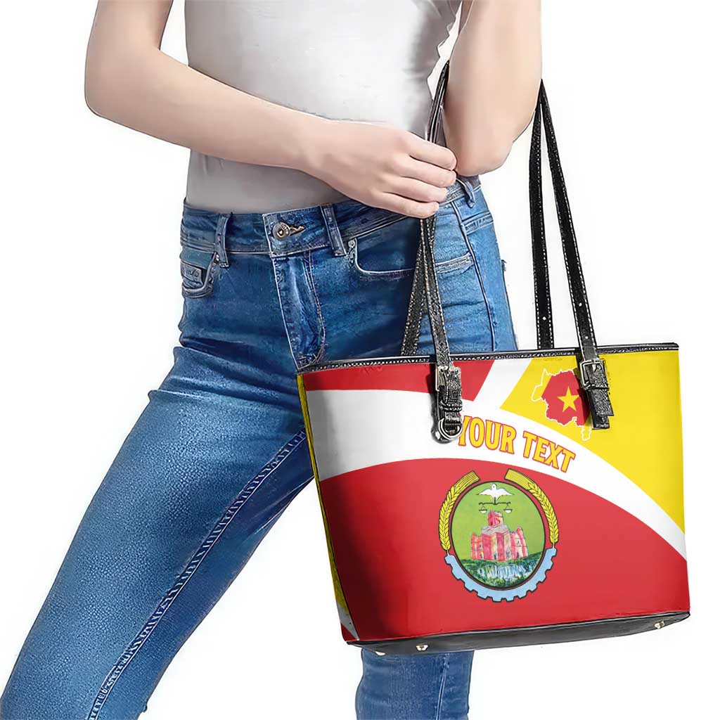 Personalized Ethiopia Amhara Region Leather Tote Bag Coat Of Arms With Map