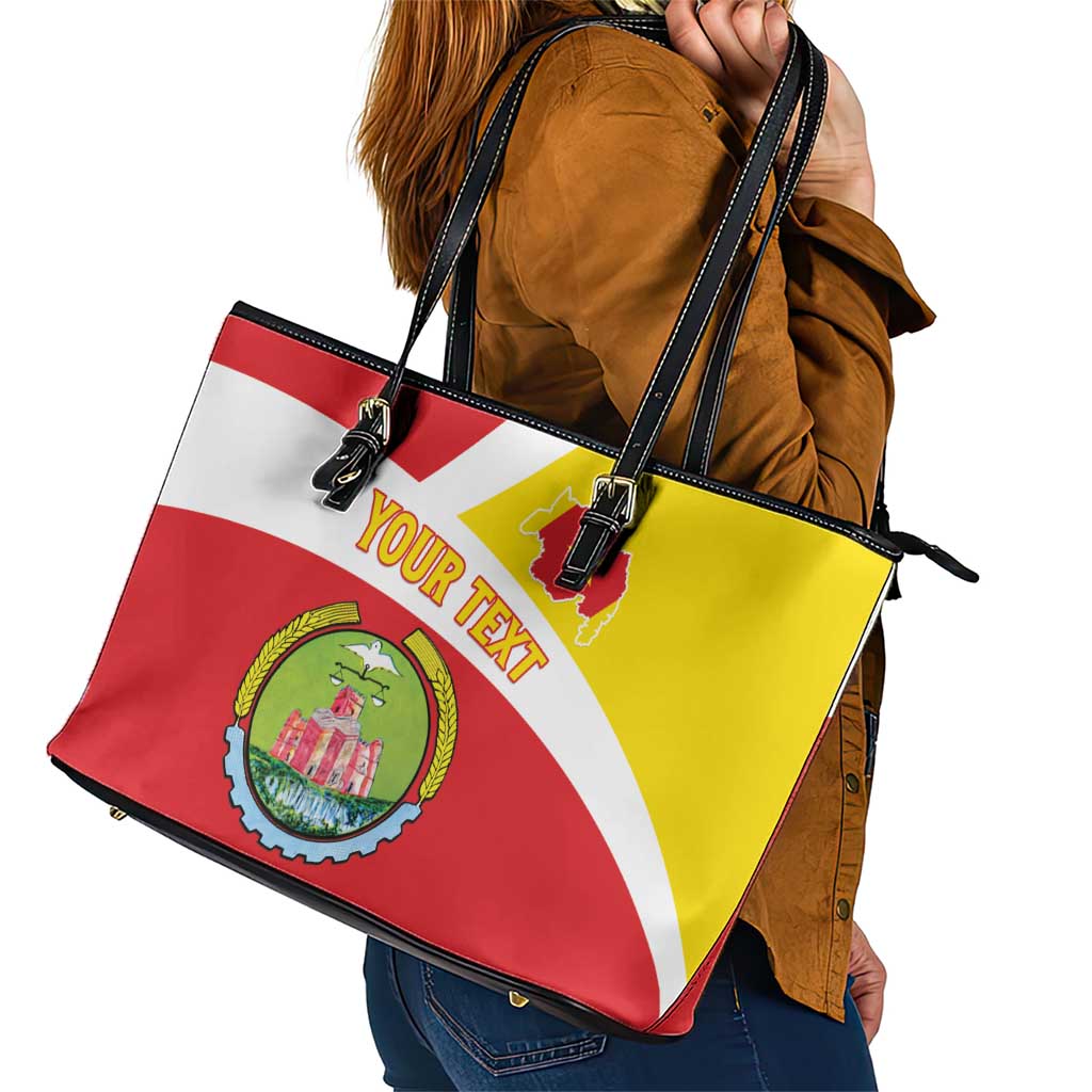 Personalized Ethiopia Amhara Region Leather Tote Bag Coat Of Arms With Map