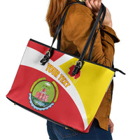 Personalized Ethiopia Amhara Region Leather Tote Bag Coat Of Arms With Map