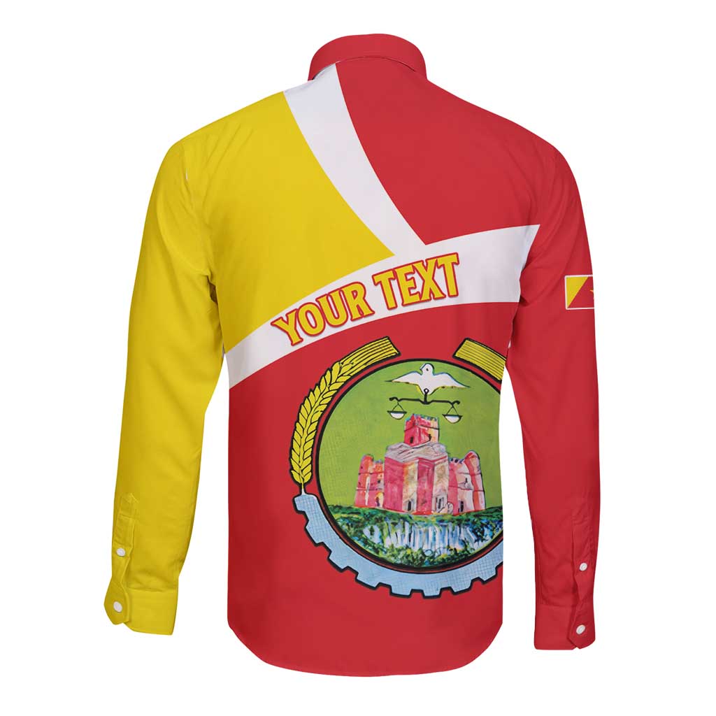 Personalized Ethiopia Amhara Region Long Sleeve Button Shirt Coat Of Arms With Map