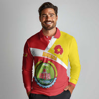 Personalized Ethiopia Amhara Region Long Sleeve Polo Shirt Coat Of Arms With Map