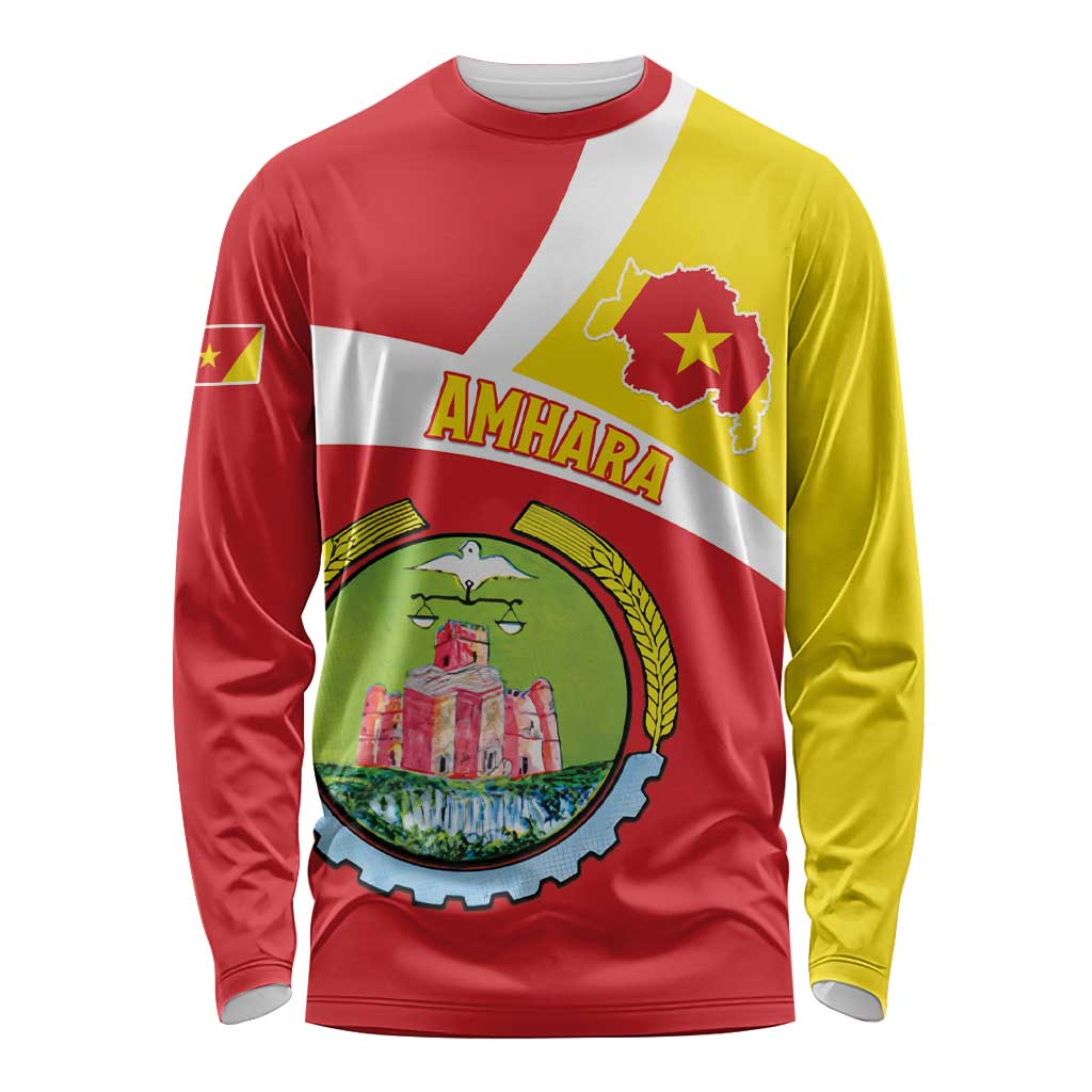 Personalized Ethiopia Amhara Region Long Sleeve Shirt Coat Of Arms With Map