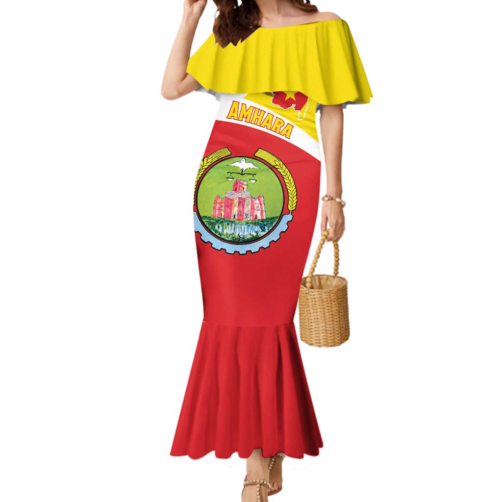 Personalized Ethiopia Amhara Region Mermaid Dress Coat Of Arms With Map