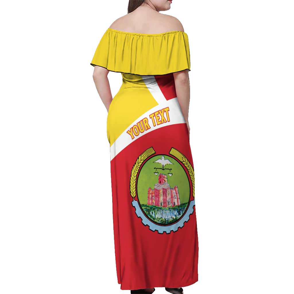 Personalized Ethiopia Amhara Region Off Shoulder Maxi Dress Coat Of Arms With Map