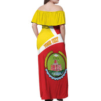 Personalized Ethiopia Amhara Region Off Shoulder Maxi Dress Coat Of Arms With Map