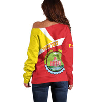 Personalized Ethiopia Amhara Region Off Shoulder Sweater Coat Of Arms With Map