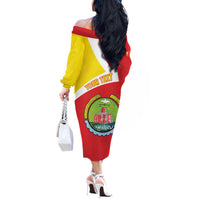 Personalized Ethiopia Amhara Region Off The Shoulder Long Sleeve Dress Coat Of Arms With Map