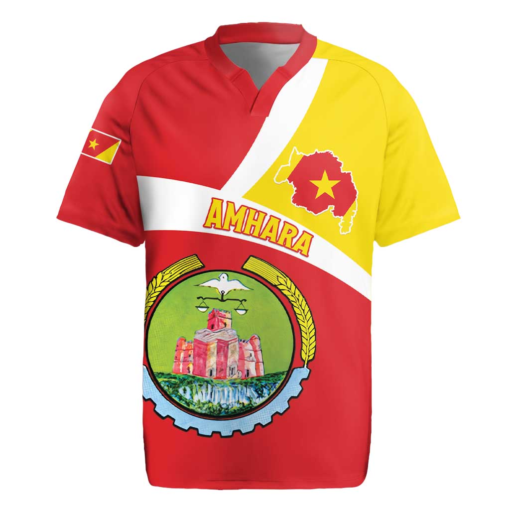 Personalized Ethiopia Amhara Region Rugby Jersey Coat Of Arms With Map