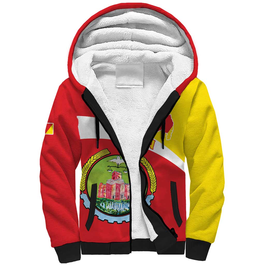 Personalized Ethiopia Amhara Region Sherpa Hoodie Coat Of Arms With Map