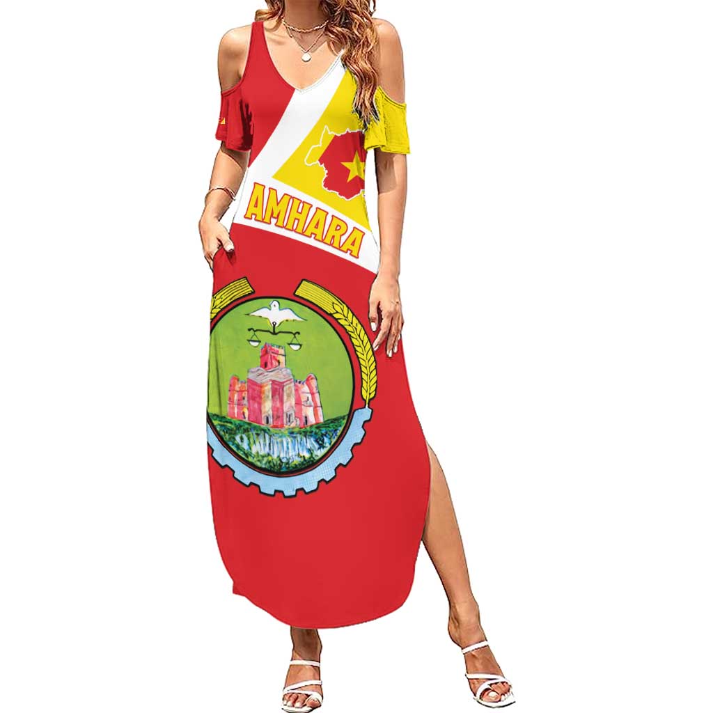 Personalized Ethiopia Amhara Region Summer Maxi Dress Coat Of Arms With Map