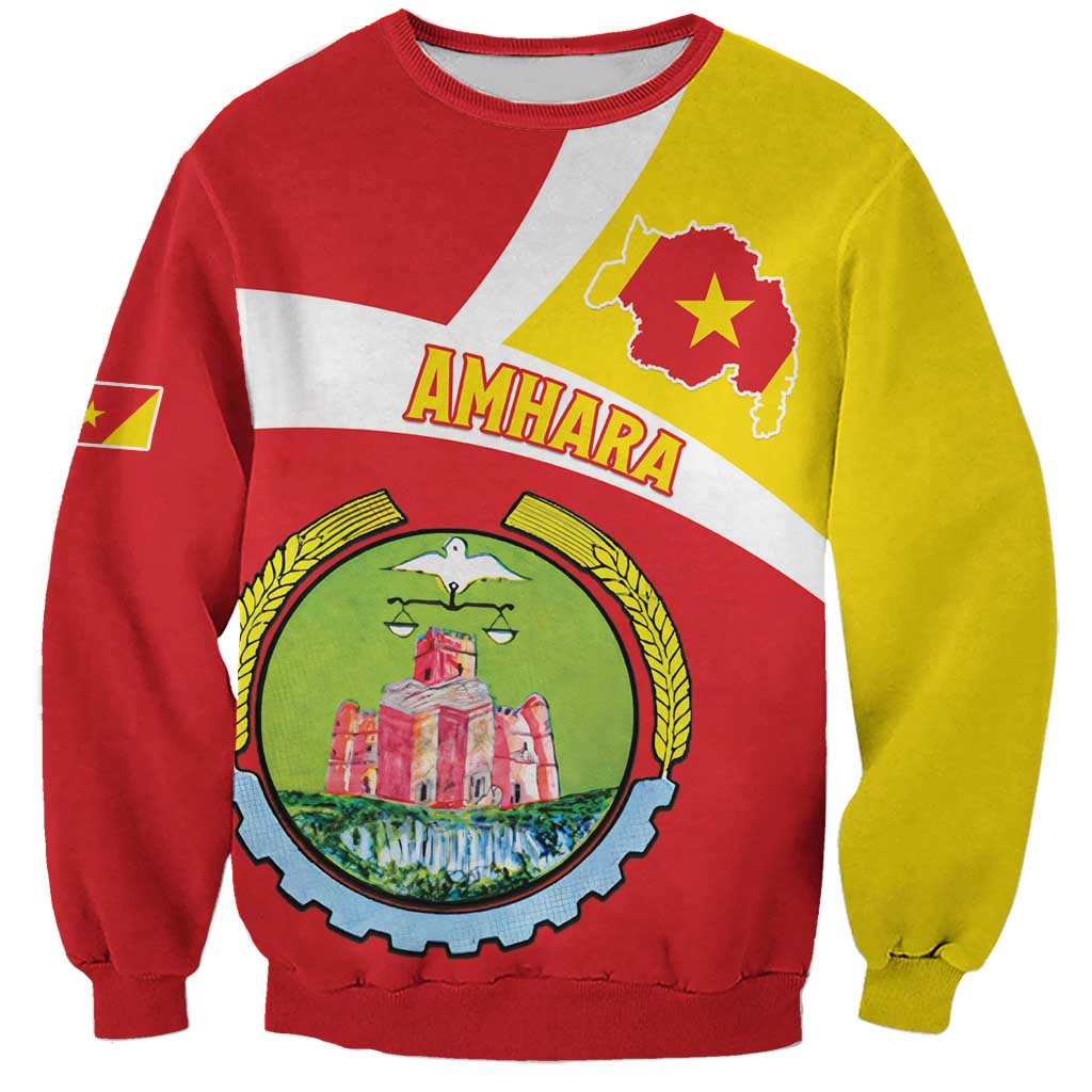 Personalized Ethiopia Amhara Region Sweatshirt Coat Of Arms With Map