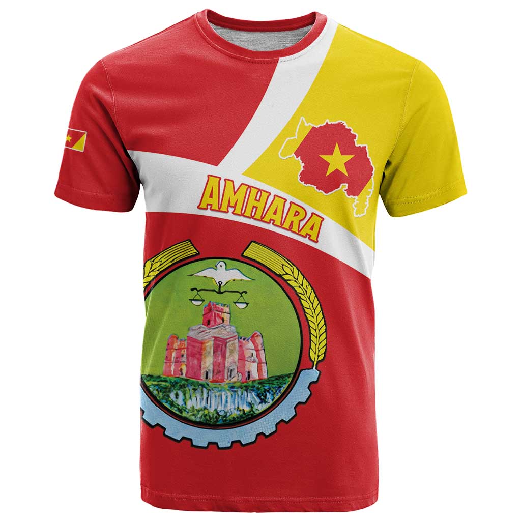 Personalized Ethiopia Amhara Region T Shirt Coat Of Arms With Map