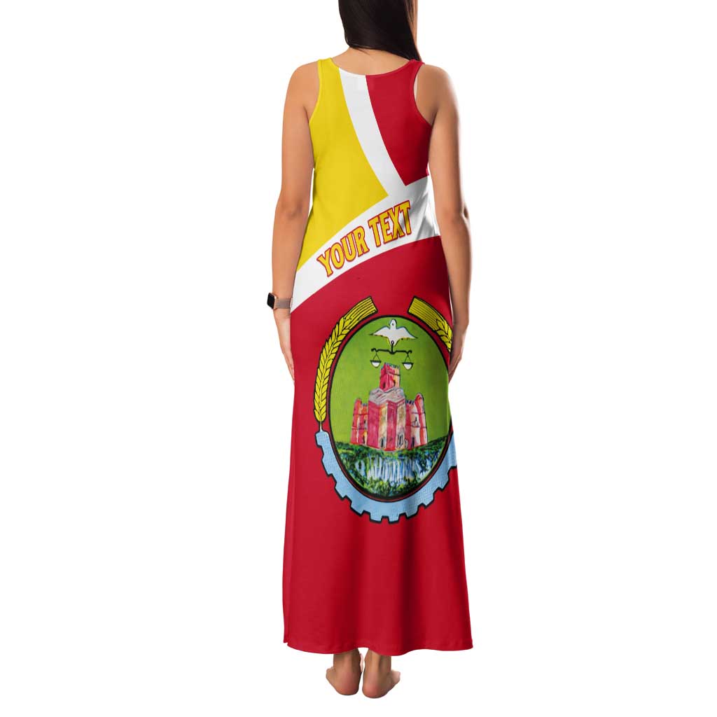 Personalized Ethiopia Amhara Region Tank Maxi Dress Coat Of Arms With Map