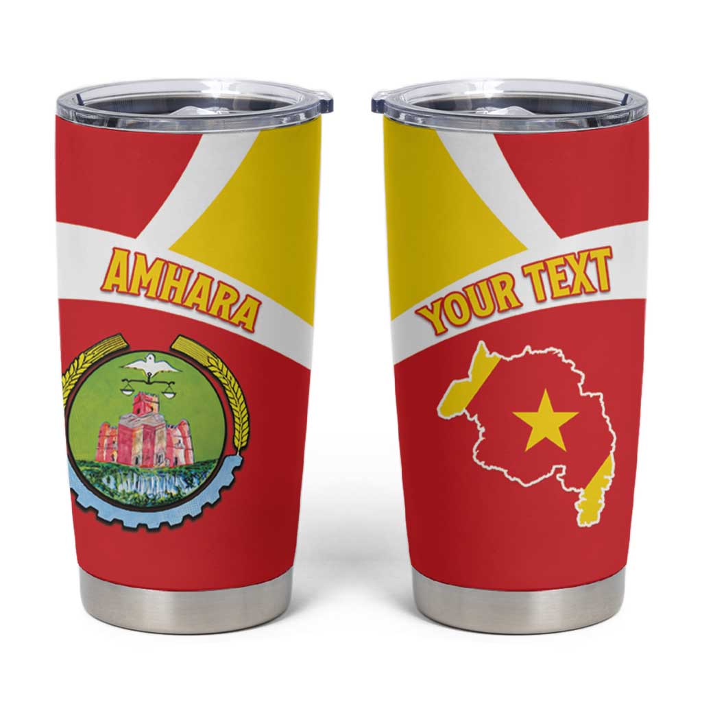 Personalized Ethiopia Amhara Region Tumbler Cup Coat Of Arms With Map