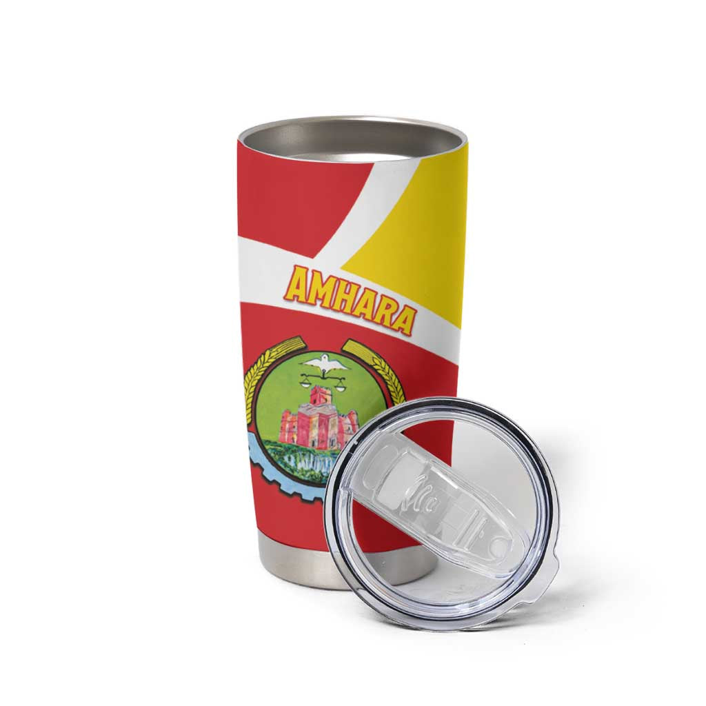 Personalized Ethiopia Amhara Region Tumbler Cup Coat Of Arms With Map