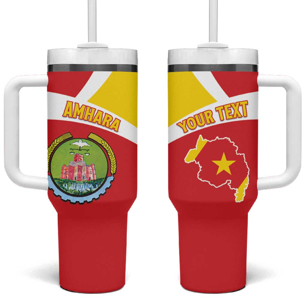 Personalized Ethiopia Amhara Region Tumbler With Handle Coat Of Arms With Map