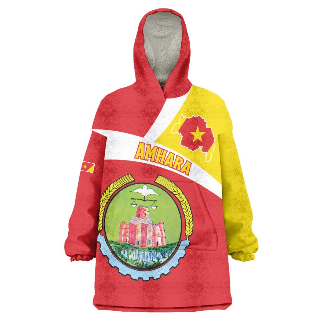 Personalized Ethiopia Amhara Region Wearable Blanket Hoodie Coat Of Arms With Map