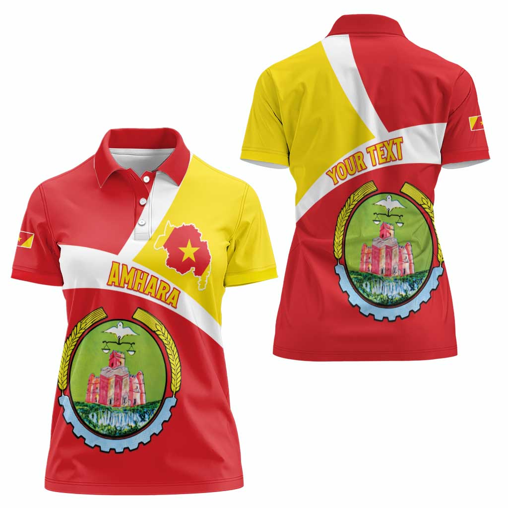 Personalized Ethiopia Amhara Region Women Polo Shirt Coat Of Arms With Map